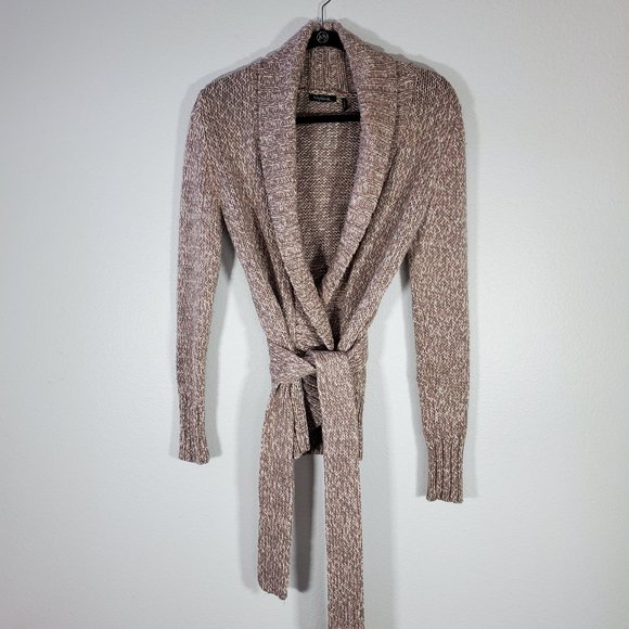 Belted Cardigan in a Pinkish Mauve - Picture 2 of 6